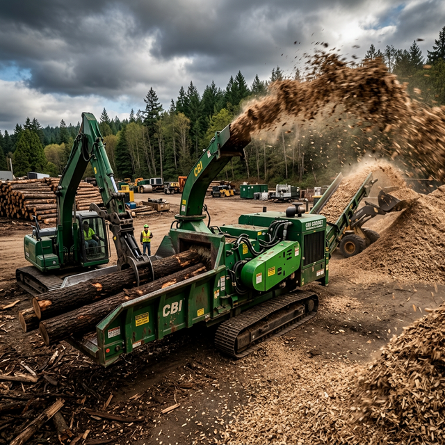 Industrial Wood Chipper Processing Trade Waste